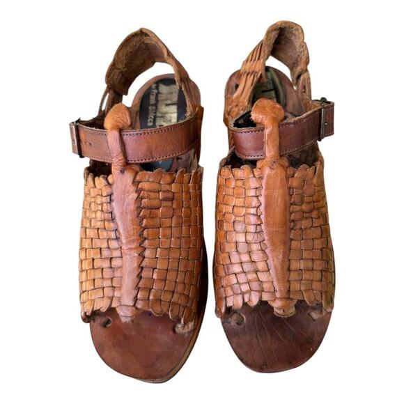 Vintage STUFF by Frank Sbicca Platform Cut Out Wood Wedge Sandal Women size 6 - Picture 5 of 10